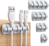 (grey) Cable Clip 5 Piece Multipurpose Cable Organizer Kit For Desktop - White
