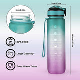 Sports Drinking Bottle With Straw 1l, Water Bottle With Time Markings Tritan, Suitable For Hiking, Cycling, School, Fitness, Outdoors