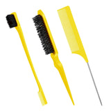 (yellow) 3pcs Double-edged Brush Comb Care Edge Brush Comb (black)