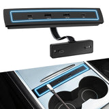 2011 2022 Model 3 Model Y Usb Hub, Multi-port Compatible Docking Station 4 In 1 Usb Hub With Led Light, Center Console Adapter Cable, Charger, Power A