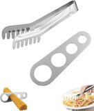 Pasta Ruler + Pasta Tongs, Stainless Steel Eating Tongs, Pasta Measuring Instrument, Small Kitchen Ruler Tool