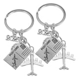 2pcs Creative Airplane Keychain Set With Airplane Globe Postcard Charms 2025 Graduation Party Present For Tour Guide Travel Enthusiasts
