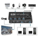 4k Hdmi Kvm 2 In 1 Out 4k@60hz Usb Switch 2x1 Hdmi2.0 Support Hot Key Switch
