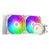 (White) FX240 Dynamic Lighting CPU Water Cooling System 24x24x12cm Water Cooling Fan Set Efficient Heat Dissipation  White
