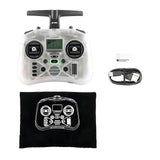 (Transparent white) Pocket Size Hall Gimbal Transmitter Remote Control for Flight Skill Display with LED Light Foldable Antenna  Transparent white