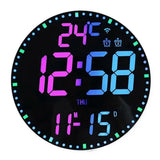 Digital Electronic Clock Calendar Wall Clock Living Room Decoration Wall Hanging Colorful Intelligent Clocks,A