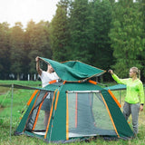 Outdoor 3-4 People Beach Thickening Rainproof Automatic Speed Open Four-sided Camping Tent, Style:Upgraded Large Vinyl