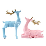 2Pcs Deer Statue Sculpture Living Room Tabletop Bookshelf Couple Figurine