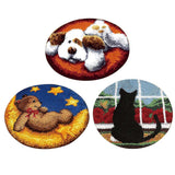 3 Sets DIY Latch Hook Rug Kits for Adults Animals Embroidery Carpet Cushion