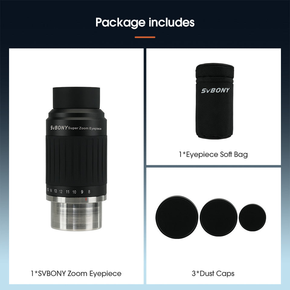 /2-inch SV230 astronomical wide-angle zoom eyepiece Zoom 8-20mm 57 -72 °