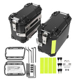 Pair of Motorcycle Side Case 28L Water Resistant Aluminum Alloy Hard Side Saddlebag Box with Bracket Safety Lock and Handle Black