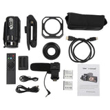 4K HD Digital Video Camera Wifi Recording Camcorder Handheld DV with Microphone Lens Hood Camera Holder
