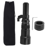 500mm F6.3 Manual Focus Telephoto Lens with T2 Adapter Ring 16.4ft MC Coating Metal Structure Telephoto Lens for Shooting Sports Games White