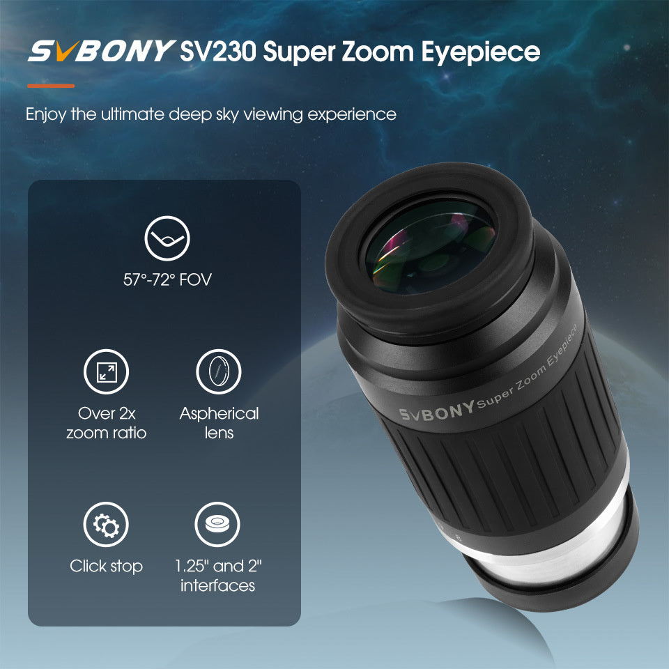 /2-inch SV230 astronomical wide-angle zoom eyepiece Zoom 8-20mm 57 -72 °