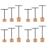 3Pcs T Bar Earring Display Stand with Wooden Base Jewelry Holders Hanging Jewelry Organizer for Phot