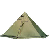 (Army green) 4-6 People Tipi Hot Tent with Stove Jack Camping Pyramid Teepee Tent for Camping Backpacking Hiking