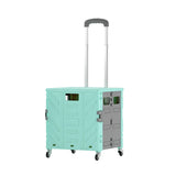 Foldable Utility Cart 4 Silent Brake Universal Wheel Collapsible Handcart Rolling Folding Utility Crate with Cover Green Middle Wheel