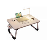 Laptop Bed Desk Foldable Portable Bed Table Tray Stand with Cup Holder Drawer for Sofa Floor Reading Writing Eating White