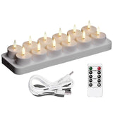 Rechargeable Tea Lights Candles 12 Pcs Rechargeable Candles With Remote Charging Base Led Flameless