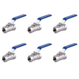 6pcs 1/2 Inch Stainless Steel Internal Thread Lever Handle Ball Valve
