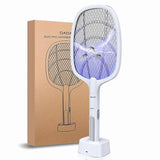 1pc Electric Fly Swatter Racket Smart Bug Zapper With Usb Rechargeable Base Powerful Mosquitoes Trap