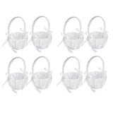8 Pack Wedding Satin Flower Basket,Romantic Bowknot Party Rose Flower Girl Basket