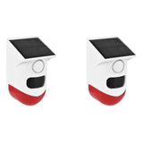 2X Solar Motion Sensor Alarm 120DB Loud Siren LED Strobe Lights Sound Security Alarm Outdoor Waterpr