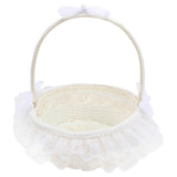 1pc Wedding Flower Basket Lace Round Flower Basket Delicate Flower Girl Basket