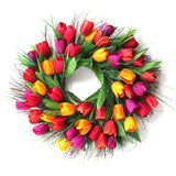1pc Simulation Tulip Wreath Door Wall Ornament Garland for Home Door Decor