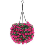 Solar Lighted Topiary Flower Ball LED Hanging Ball Lamp Artificial Topiary Ball Decor