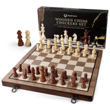 1 Set Wooden Chess Checkers Board Game Magnetic Chess Set Folding Chess Board Magnet Chess Pieces Travel Game