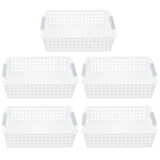 5pcs Plastic Hollow Storage Baskets Hollow Desktop Basket Home Supplies