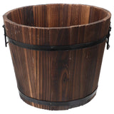 1pc Solid Wood Bucket Carbonized Wooden Pail Succulent Flowerpot Balcony Decor