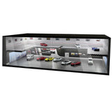 (AB Car not included) 1:64 Diorama Car Garage Showroom Model LED Lighting Scene Display Model for Gift js