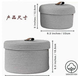 2pcs Cotton Rope Storage Basket Shelf Woven Basket Sundries Organizer With Lid For Organizing Home Office Nursery Laundry
