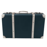 Wood Decorative Suitcases PU Leather European Small Suitcase Decorative Box with Straps for Travel Fleshcolor Dark Green