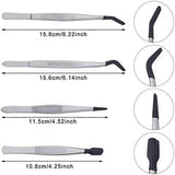 4 Pieces Tweezers Set with Rubber Tips Tweezers PVC Coated Tweezers