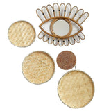 6Pcs/Set African Boho Style Handmade Wall Hanging Woven Basket Decorative Rattan Seagrass Bowls Disks for Home Decor