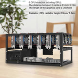 6 Graphics Card Open Mining Rig Frame Fixed Rack CPU Stand Support 4x12cm Fan