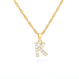 (K) Gold Zircon Letter Pendant Stainless Steel Chain 18k Gold Plated 26 Letter Necklacea
