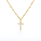 (T) Gold Zircon Letter Pendant Stainless Steel Chain 18k Gold Plated 26 Letter Necklacea