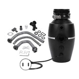 Continuous Feed Garbage Disposal Black 3800RPM Quiet Running Downspout Waste Disposal for Kitchen 1HP US Plug 110V