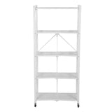 Movable Storage Shelf 5 Tier Carbon Steel Pre Assembled Folding Storage Rack for Kitchen Garage Basement White