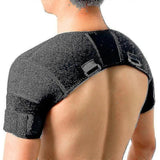 Black Dual Strap Brace Rotating Sleeve Arm Pain Relief Heat Therapy Flexible XL Fits Men and Women