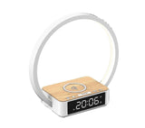 Bedside Table Lamp, Touch Lamp with Alarm Clock with Wireless Charging Wake-up Light, LED Desk Lamp