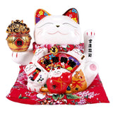 7Inch Ceramic Beckoning Cat Feng Shui Decoration Swing ,B