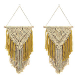 2X Cotton Wall Decoration Macrame Wall Hanging Tapestry Hand Woven Simple Boho Style for Room