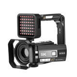 5K Digital Video Camera 56MP 3.0in IPS Screen 18X Digital Zoom Portable WiFi HD Camcorder with Night Vision Fill Light