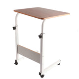 Liftable Bedside Table 60 X 40cm C Shape Metal Frame Mobile Laptop Desk for Home Sofa Wood Color