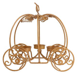 1pc Halloween Pumpkin Cart Iron-Made Candlestick Desktop Decoration (Golden)